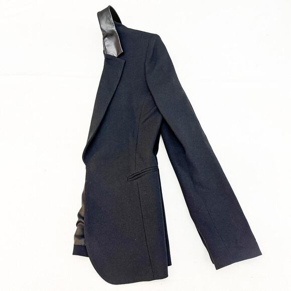 Iceberg Leather Collar Black Blazer Open Jacket Front Pockets Size 44 MINT - Picture 8 of 8